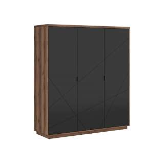 Garderobeskap Forn 180x201 cm - eik delano -  svart matt - 3 dører