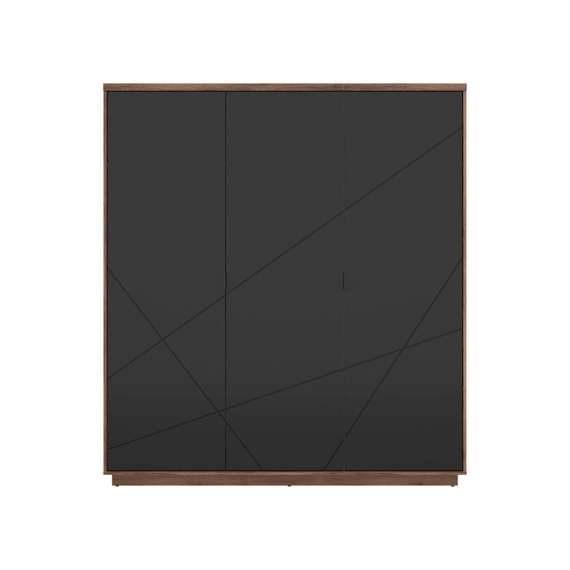 Garderobeskap Forn 180x201 cm - eik delano -  svart matt - 3 dører