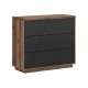 Kommode Forn 106x93 cm - eik delano - svart matt - 3 skuffer