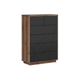 Kommode Forn 90x131 cm - Svart matt - 6 skuffer