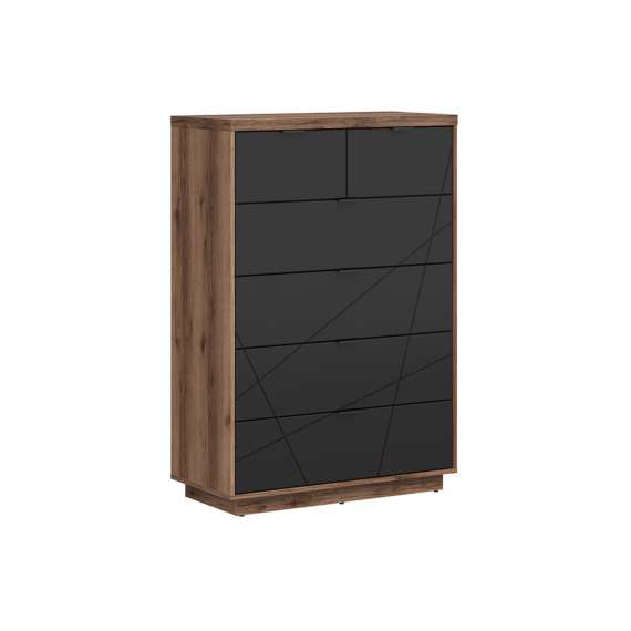 Kommode Forn 90x131 cm - Svart matt - 6 skuffer