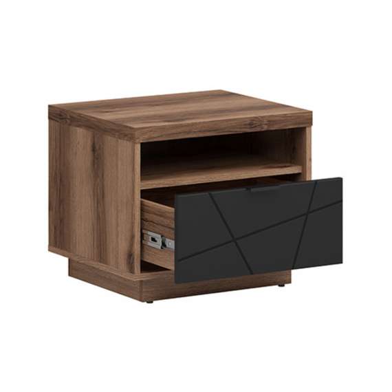 Nattbord Forn 50x43 cm - eik delano - svart matt - 1 skuff