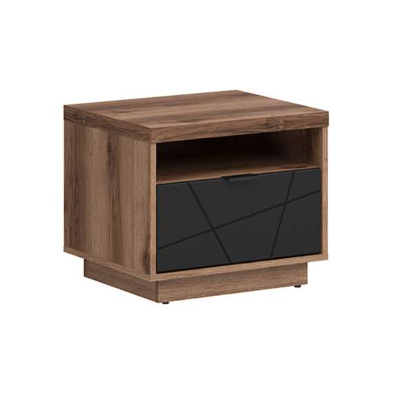 Nattbord Forn 50x43 cm - eik delano - svart matt - 1 skuff