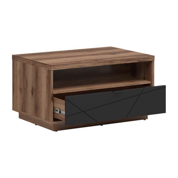 Sofabord Forn 90 cm - eik delano - svart matt - 1 skuff