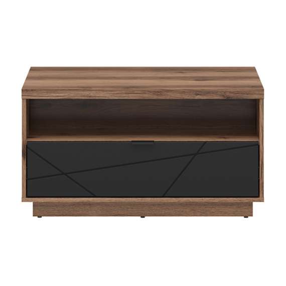 Sofabord Forn 90 cm - eik delano - svart matt - 1 skuff