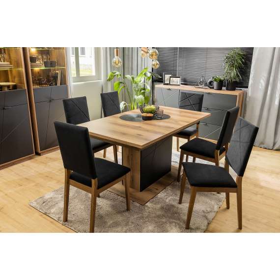 Spisebord Forn 160-210 cm - Eik - Svart matt