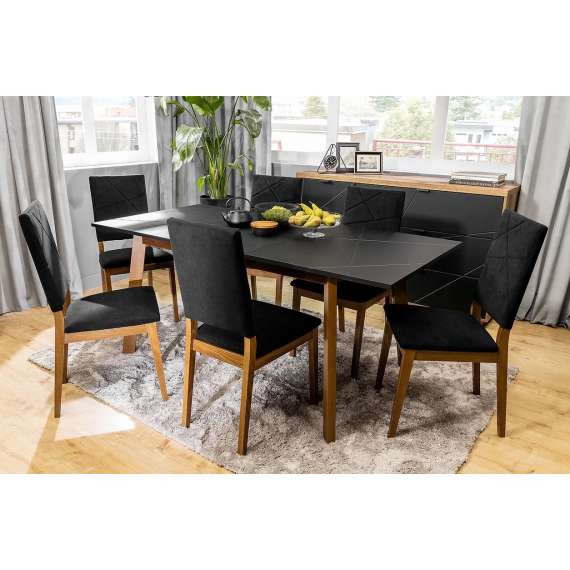 Spisebord Forn 140-180 cm - Eik - Svart matt