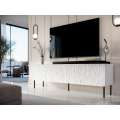 Tv-benk Jung 190x59 cm - Freste fronter - Hvit matt - med ben