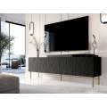 Tv-benk Jung 190x59 cm - Freste fronter - Svart matt - med ben