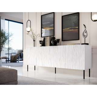 Skjenk Jung 190x75 cm - Freste fronter - Hvit matt - med ben