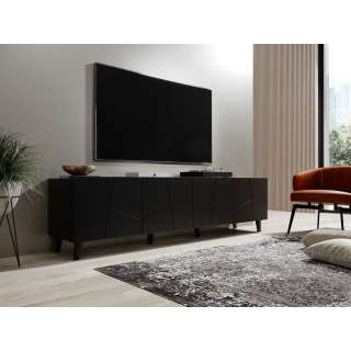 Tv-benk Etna 200x52 cm - Svart matt - med ben