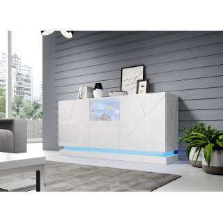 Skjenk Qiu 150x75 cm - Hvit høyglans
