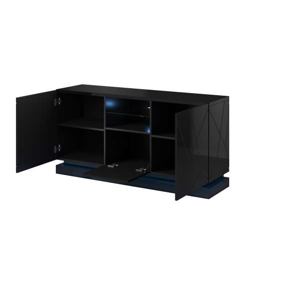 Skjenk Qiu 150x75 cm - Svart høyglans