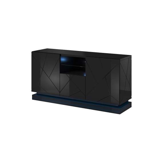 Skjenk Qiu 150x75 cm - Svart høyglans