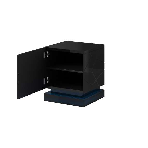 Nattbord Qiu 46x53 cm - Svart høyglans komplett 2 stk