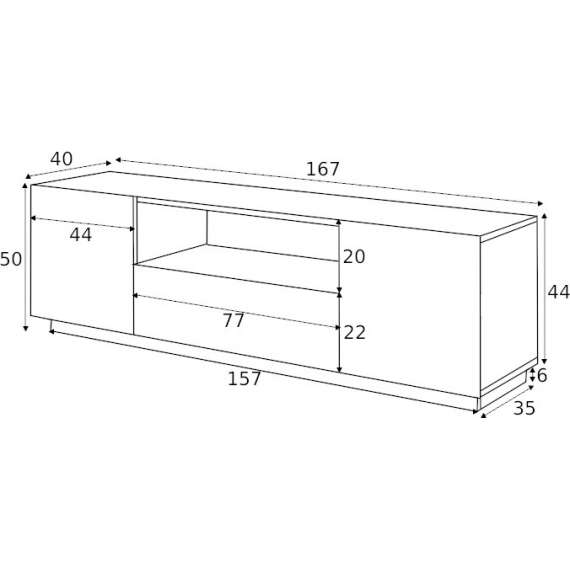 Tv-benk Ash 167x50 cm - Freste fronter - 2 dører