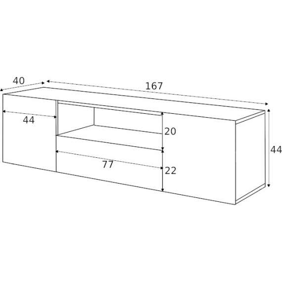 Tv-benk Ash 167x45 cm - vegghengt - hvit matt