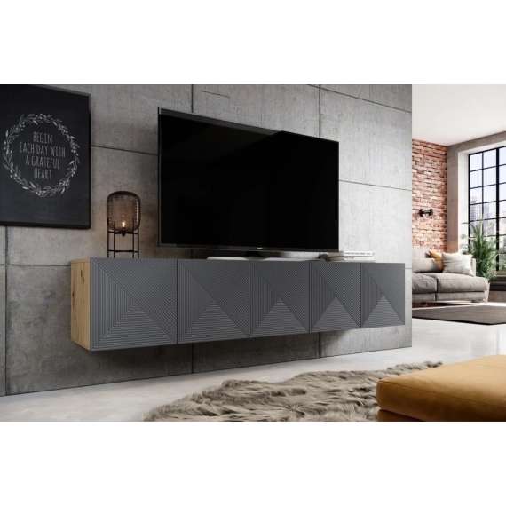 Tv-benk Ash 200x40 cm - Vegghengt