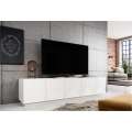 Tv-benk Ash 200x46 cm - 5 dører - Hvit matt - med riller