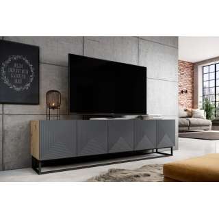 Tv-benk Ash 200x56 cm - 5 dører - med metallramme