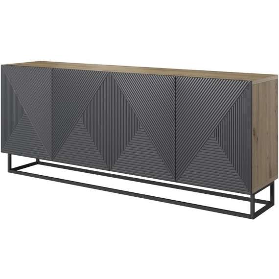 Skjenk Ash 200x81 cm - 4 dører - Metallramme