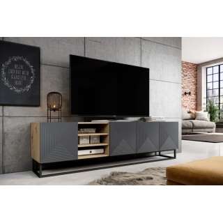 Tv-benk Ash 200x56 cm - 4 dører - med hyller