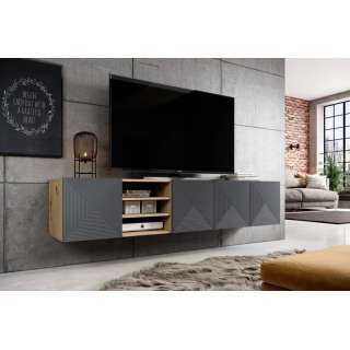 Tv-benk Ash 200x40 cm - Vegghengt - med hyller