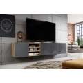 Tv-benk Ash 200x40 cm - Vegghengt - med hyller