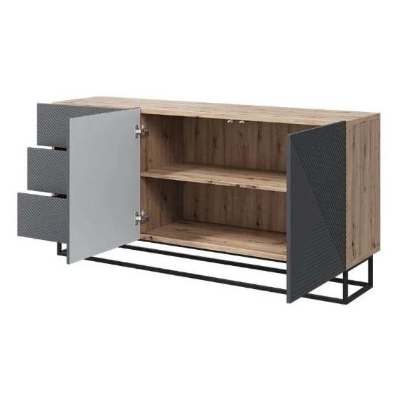 Skjenk Ash 167x81 cm - 2 dører - 3 skuffer