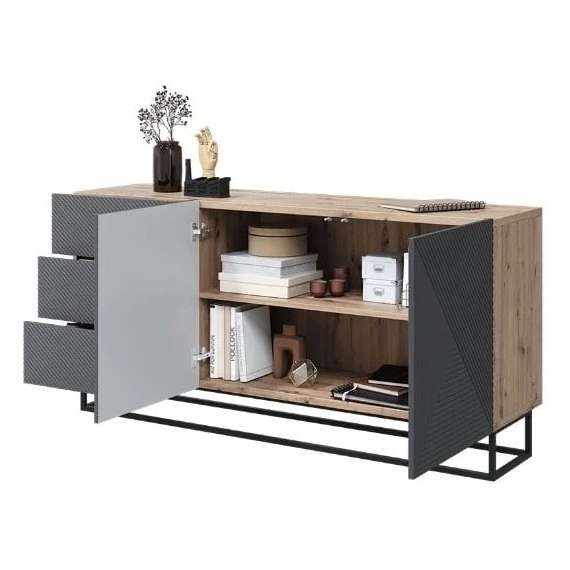 Skjenk Ash 167x81 cm - 2 dører - 3 skuffer