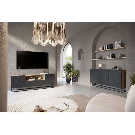 Skjenk Ash 167x81 cm - 2 dører - 3 skuffer