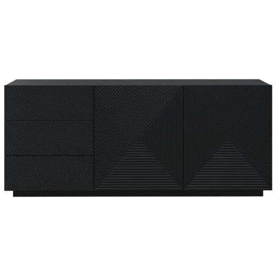 Skjenk Ash 167x71 cm - 3 dører - Svart matt