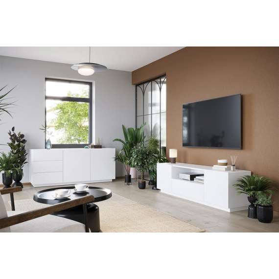 Skjenk Ash 167x71 cm - 3 dører - Hvit matt