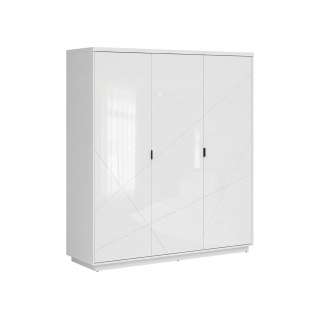 Garderobe Forn 180x201 cm - Hvit høyglans - 3 dører