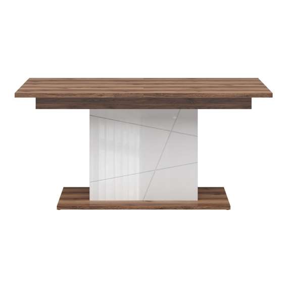 Spisebord Forn 160-210 cm - Eik - Hvit høyglans