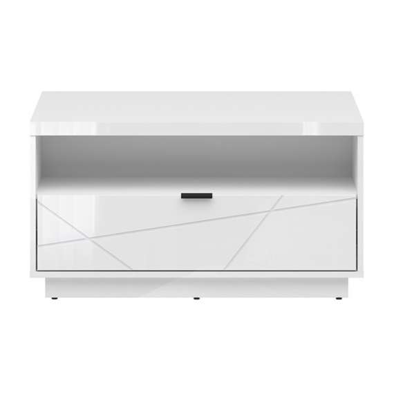 Sofabord Forn 90x60 cm - hvit høyglans - 1 skuff