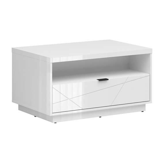 Sofabord Forn 90x60 cm - hvit høyglans - 1 skuff