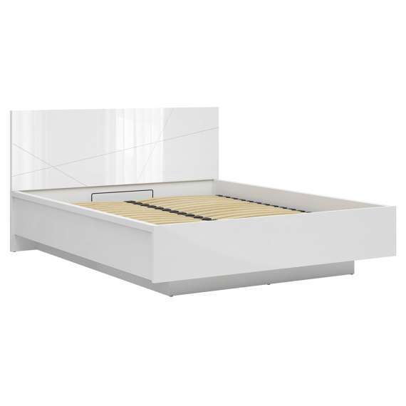 Seng Forn 160 cm - Hvit høyglans - med oppbevaring