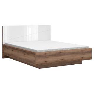 Seng Forn 160 cm - Hvit høyglans - med oppbevaring