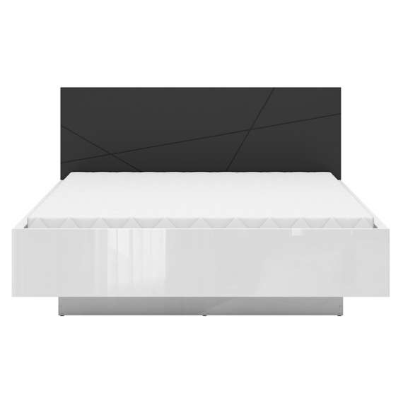 Seng Forn 160 cm - Hvit høyglans - med oppbevaring