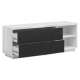 TV-benk Forn 156x61 cm - Hvit høyglans - Svart - 2 skuffer
