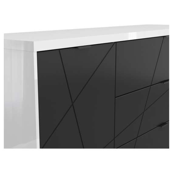 Skjenk Forn 156x93 cm - Hvit høyglans - Svart