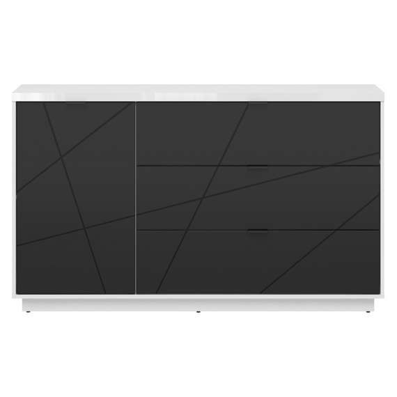 Skjenk Forn 156x93 cm - Hvit høyglans - Svart