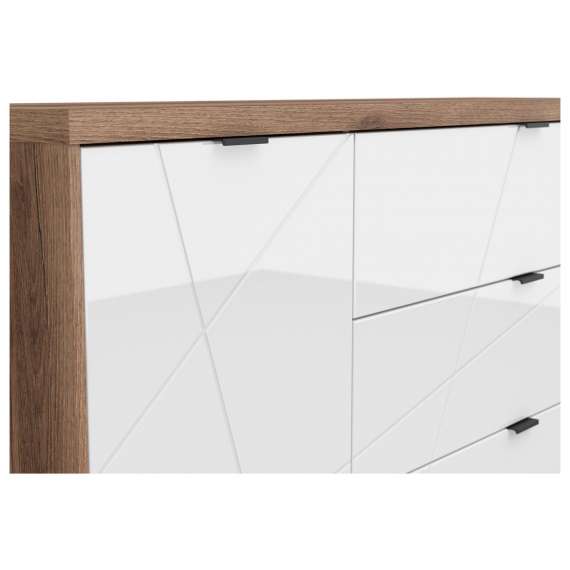 Skjenk Forn 156x93 cm - eik delano - hvit høyglans