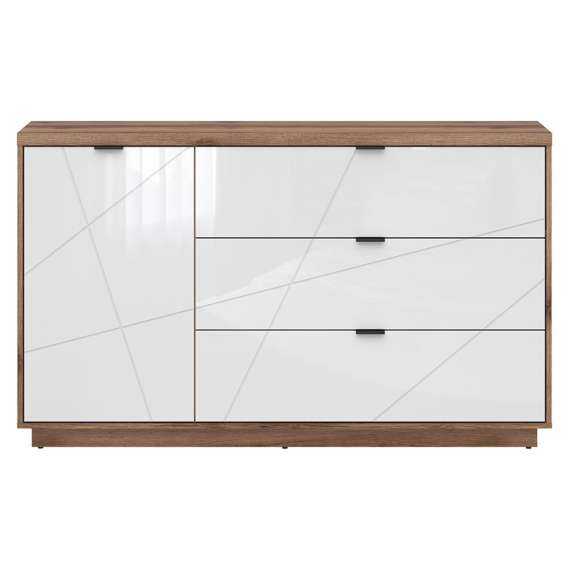 Skjenk Forn 156x93 cm - eik delano - hvit høyglans