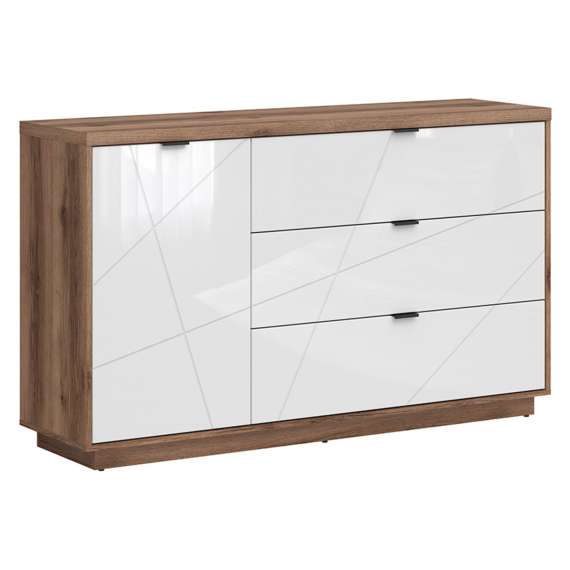Skjenk Forn 156x93 cm - eik delano - hvit høyglans