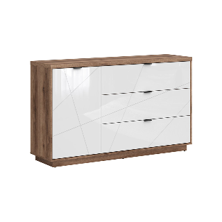 Skjenk Forn 156x93 cm - eik delano - hvit høyglans