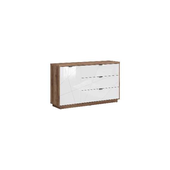 Skjenk Forn 156x93 cm - eik delano - hvit høyglans