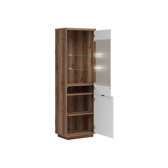 Vitrineskap Forn 64x201 cm - Hvit høyglans - 2 dører