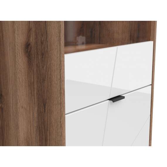 Vitrineskap Forn 64x201 cm - Hvit høyglans - 2 dører